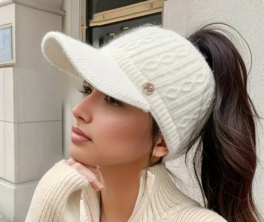 Ponytail -Offwhite Beanie, Winter Cap