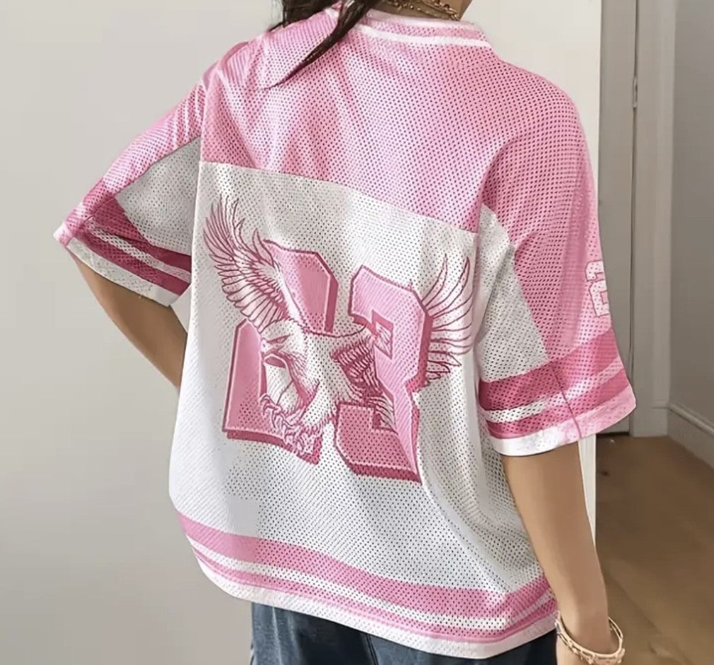 Women V-neck jersey t-shirt ,Eagle 23