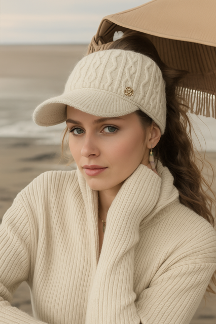 Ponytail -Offwhite Beanie, Winter Cap