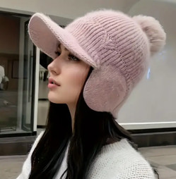 Premium Winter Knit Beanie Hat with POM and Ear Flaps, Outdoor Warm Ear Protection